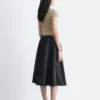 Gathered Twill Midi Skirt