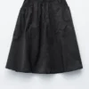 Gathered Twill Midi Skirt