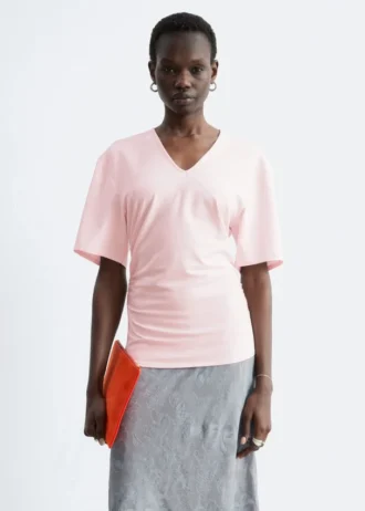 Gathered V-Neck T-Shirt