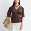 Gathered V-Neck T-Shirt