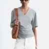 Gathered V-Neck T-Shirt