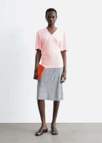 Gathered V-Neck T-Shirt