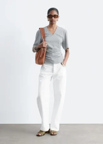 Gathered V-Neck T-Shirt