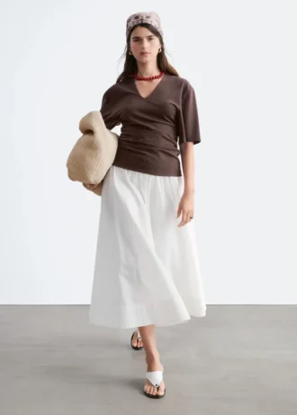 Gathered V-Neck T-Shirt