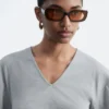 Gathered V-Neck T-Shirt