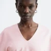 Gathered V-Neck T-Shirt