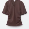 Gathered V-Neck T-Shirt