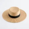 Grosgrain-Trimmed Raffia Straw Hat