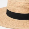 Grosgrain-Trimmed Raffia Straw Hat