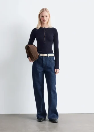 Half-Placket Merino Wool Top