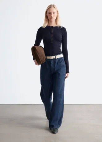 Half-Placket Merino Wool Top