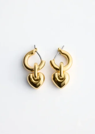 Heart-Pendant Hoop Earrings