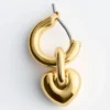 Heart-Pendant Hoop Earrings