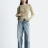 Keyhole-Front Rib-Knit Cardigan