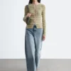 Keyhole-Front Rib-Knit Cardigan
