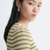 Keyhole-Front Rib-Knit Cardigan