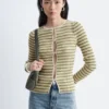 Keyhole-Front Rib-Knit Cardigan