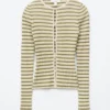 Keyhole-Front Rib-Knit Cardigan