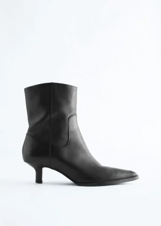 Kitten Heel Leather Ankle Boots