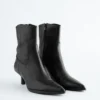 Kitten Heel Leather Ankle Boots