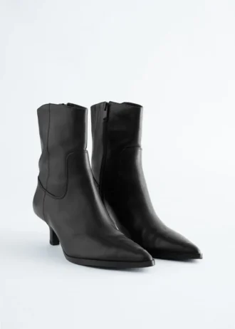 Kitten Heel Leather Ankle Boots