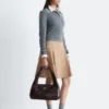 Knee-length A-line Suede Skirt