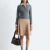 Knee-length A-line Suede Skirt