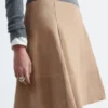 Knee-length A-line Suede Skirt