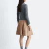 Knee-length A-line Suede Skirt