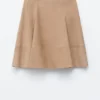 Knee-length A-line Suede Skirt