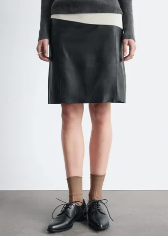 Knee-Length Leather Skirt