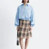 Knee-Length Tartan Wrap Skirt