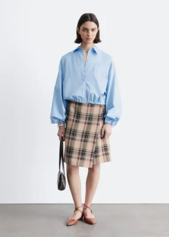 Knee-Length Tartan Wrap Skirt