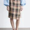 Knee-Length Tartan Wrap Skirt