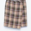 Knee-Length Tartan Wrap Skirt