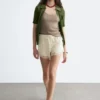 Lace-Panel Jacquard Mini Shorts