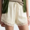 Lace-Panel Jacquard Mini Shorts
