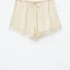 Lace-Panel Jacquard Mini Shorts