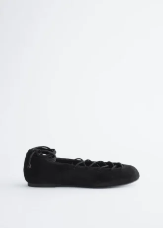 Lace-Up Leather Ballerinas