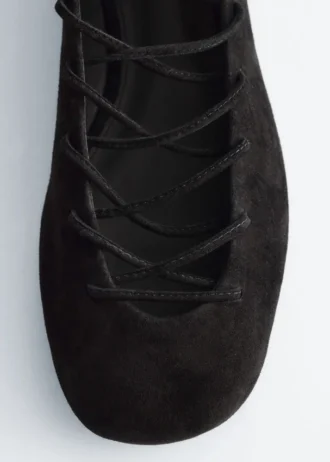 Lace-Up Leather Ballerinas