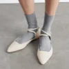 Leather Cross-Strap Ballet Flats