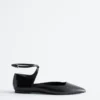 Leather Cross-Strap Ballet Flats