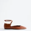 Leather Cross-Strap Ballet Flats
