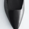 Leather Cross-Strap Ballet Flats