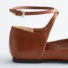 Leather Cross-Strap Ballet Flats