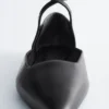 Leather Cross-Strap Ballet Flats
