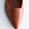 Leather Cross-Strap Ballet Flats