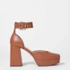 Leather Platform Heeled Sandals