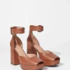 Leather Platform Heeled Sandals