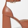 Leather Platform Heeled Sandals